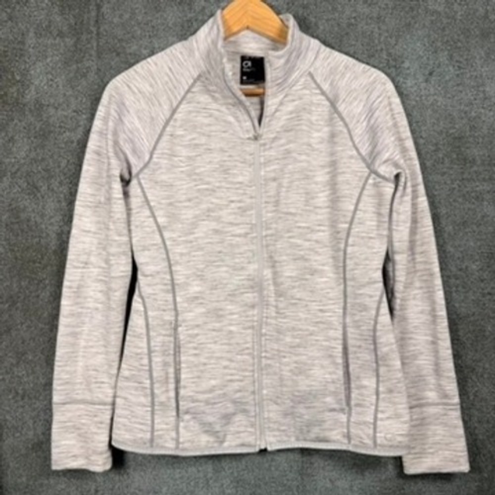 GapFit Orbit Fleece Jacket Grey Space Dye Full Zip Activewear Size M